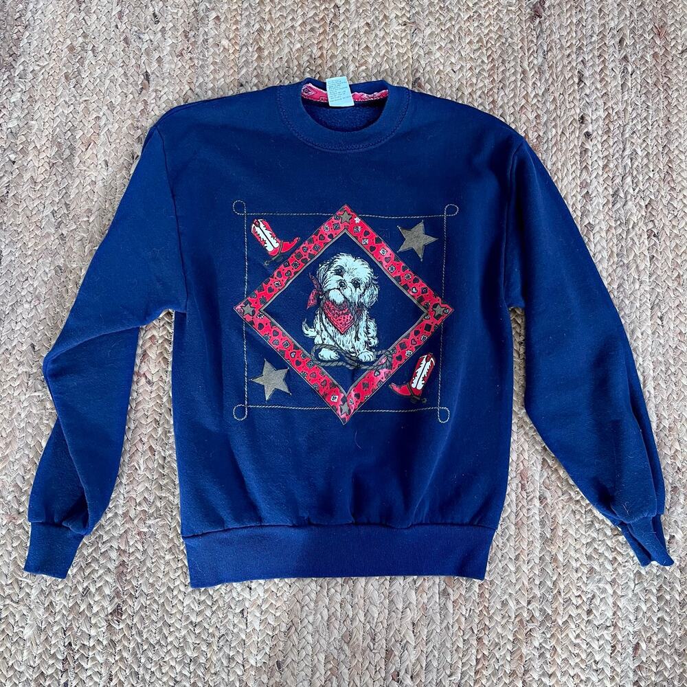 Vintage 90s blue western dog sweatshirt - Picture 3 of 6